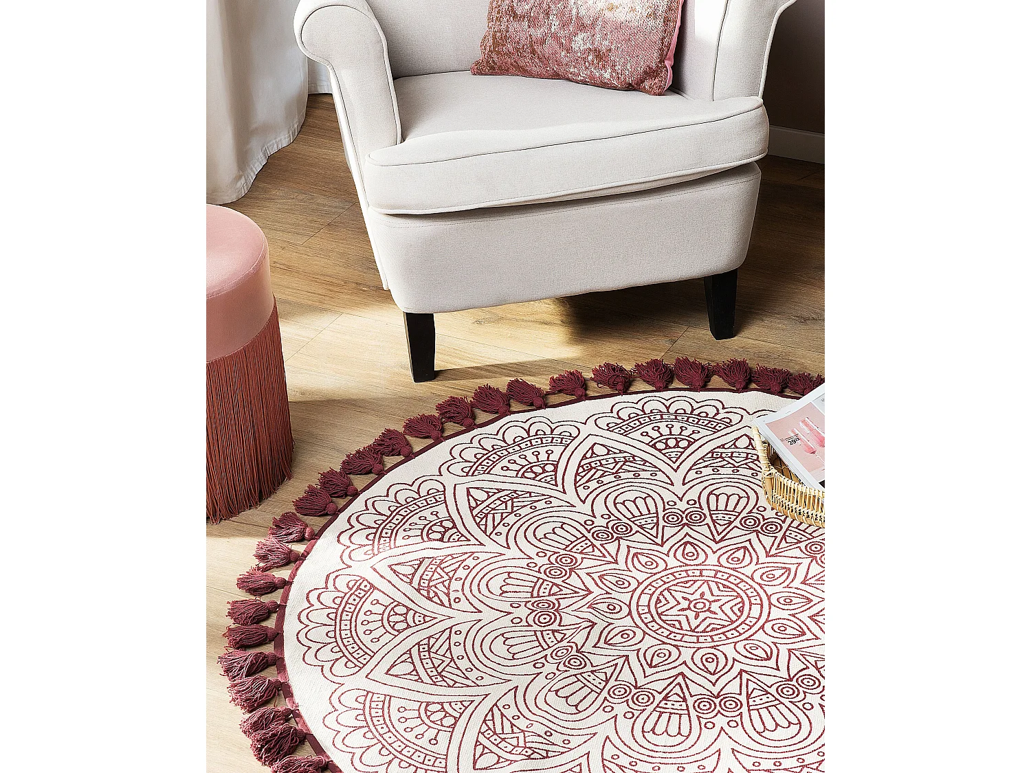 Tapis AYAKLI Rouge ø 120 cm Coton