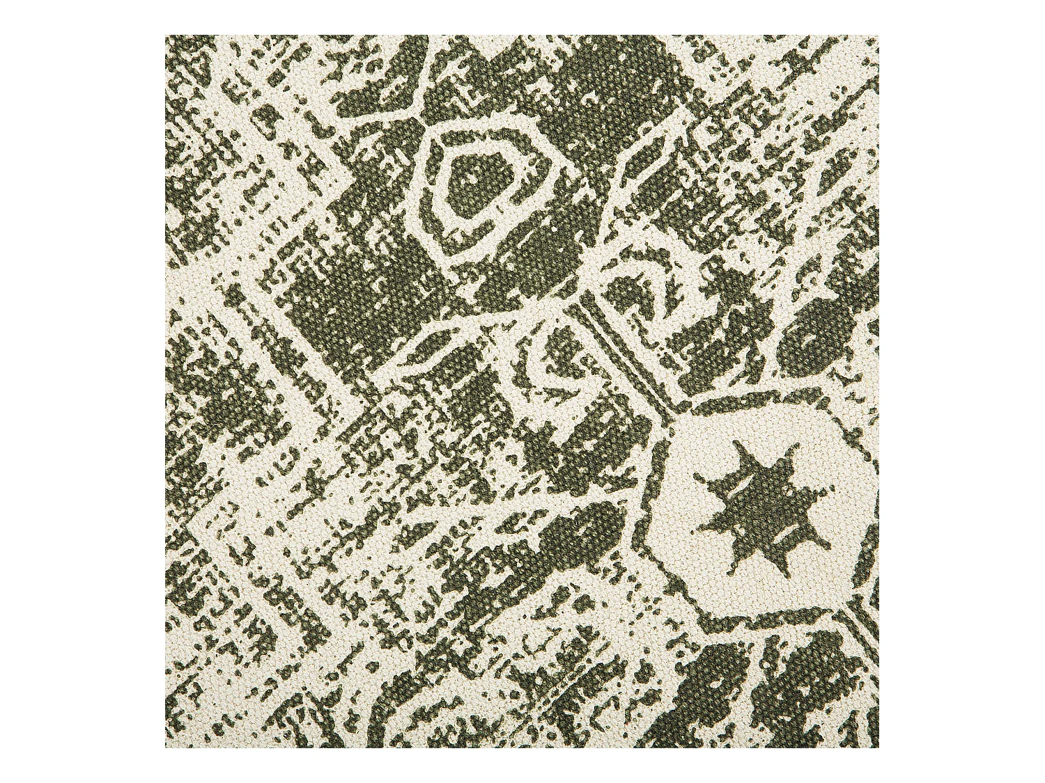 Teppich Baumwolle creme / grün ø 120 cm mit Quasten Kurzflor KAHTA