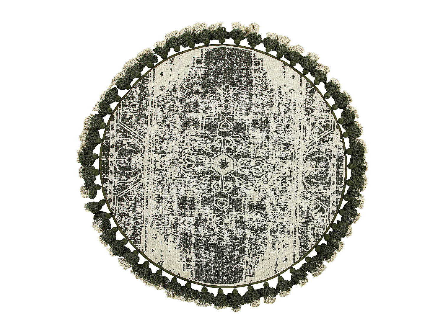 Alfombra de algodón verde/blanco ø 120 cm KAHTA