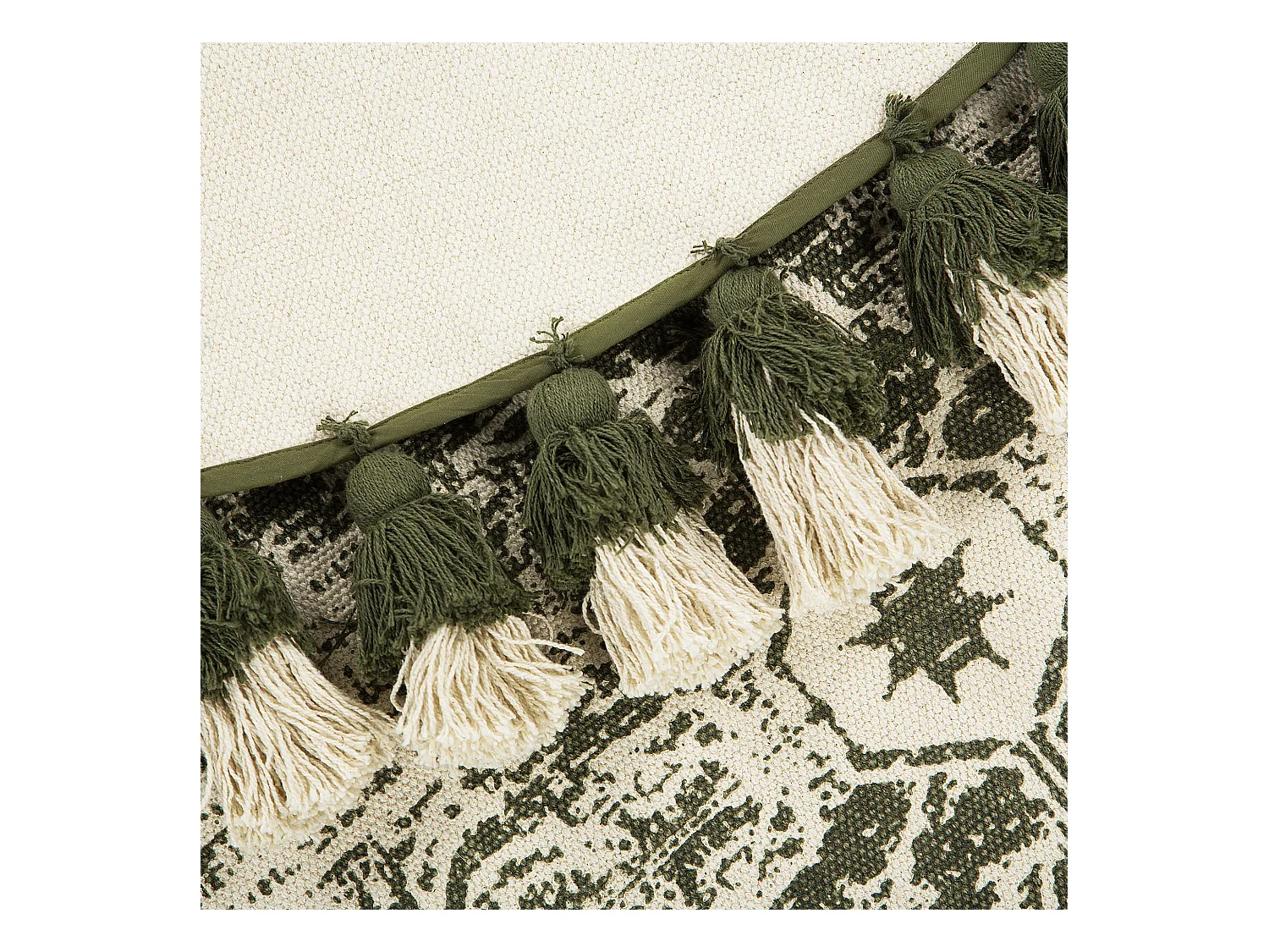 Alfombra de algodón verde/blanco ø 120 cm KAHTA