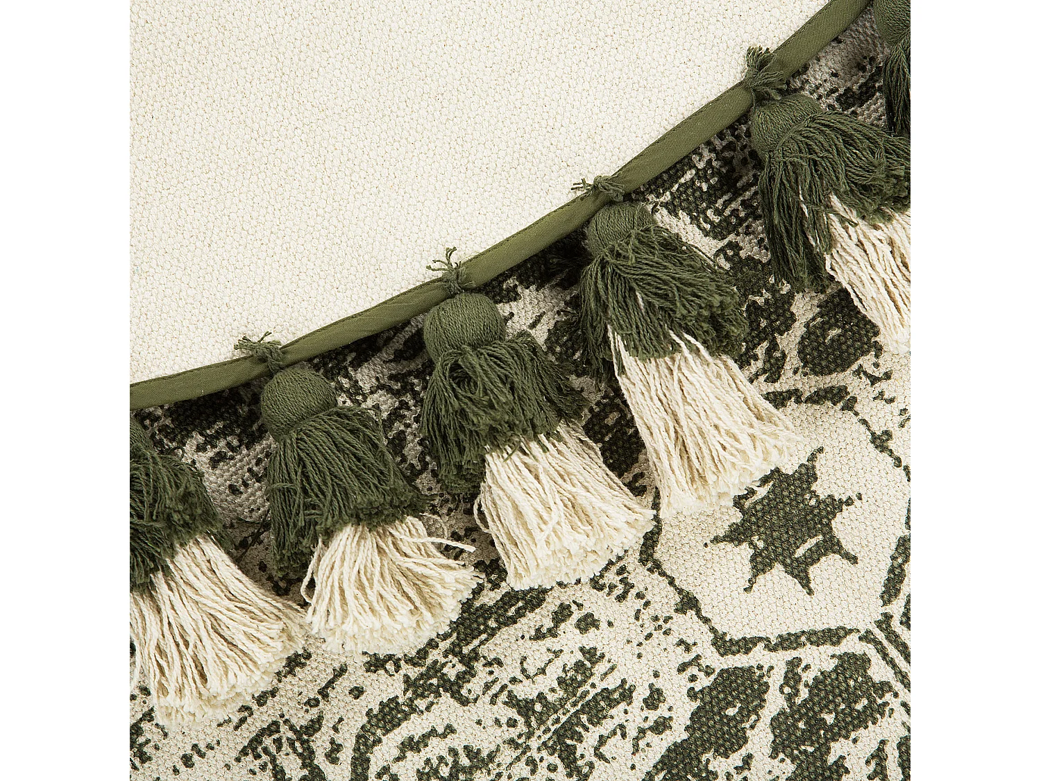 Alfombra de algodón verde/blanco ø 120 cm KAHTA