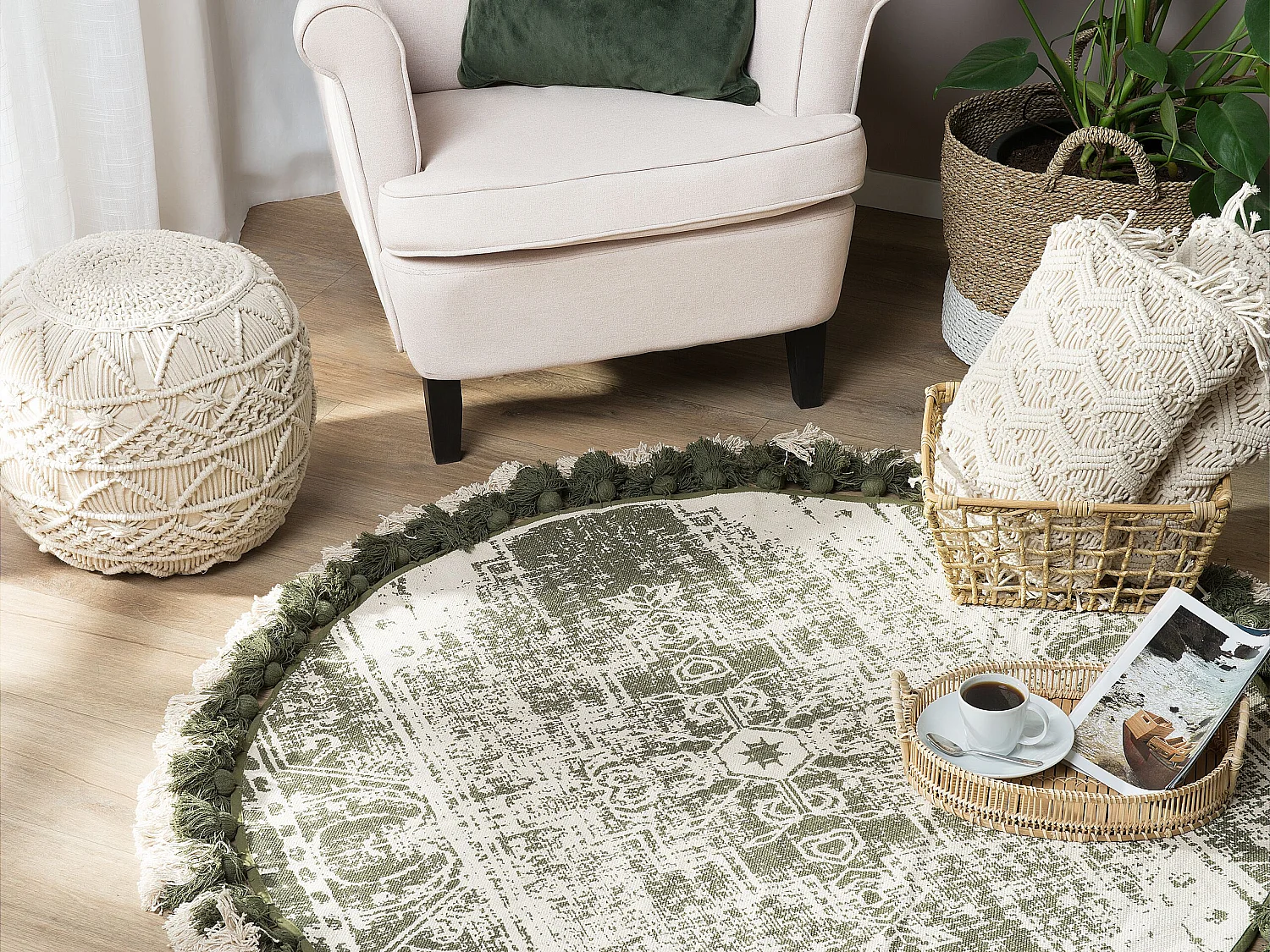 Rug KAHTA Green ø 120 cm Cotton