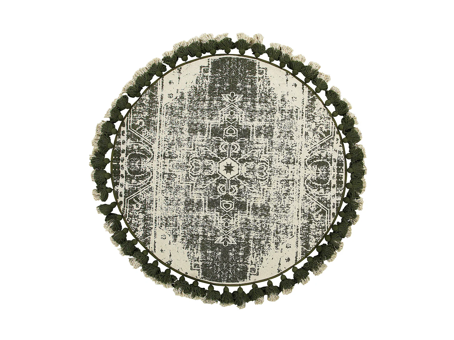 Vloerkleed katoen crème/groen ø120 cm KAHTA