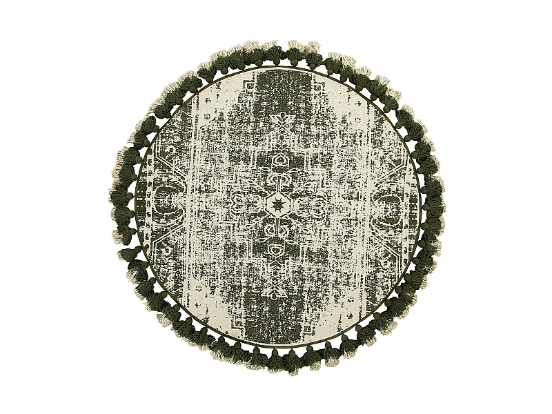 Tappeto tondo in cotone verde/crema ø 120 cm KAHTA