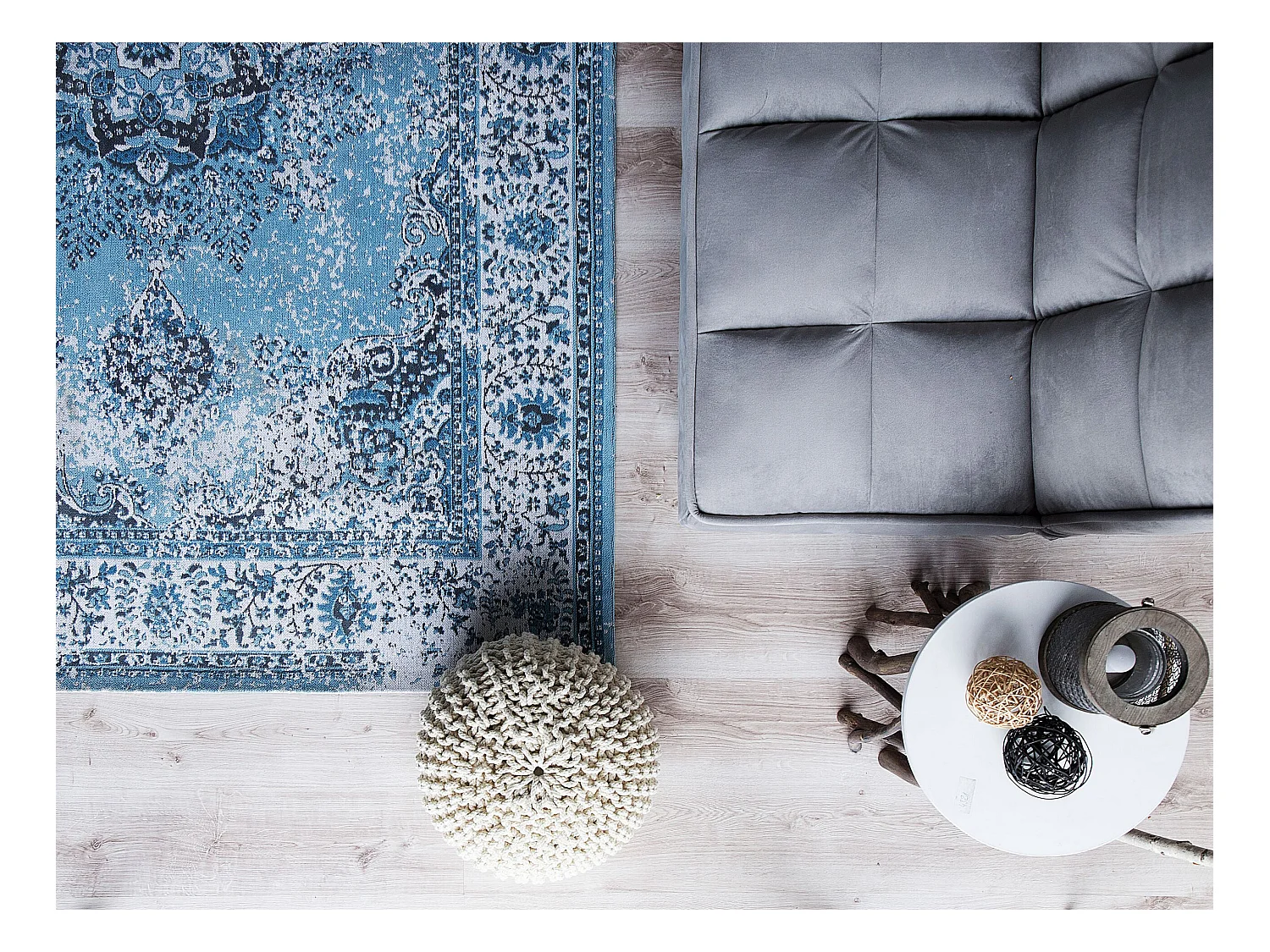 Tapis ALMUS Bleu clair 140 x 200 cm Coton