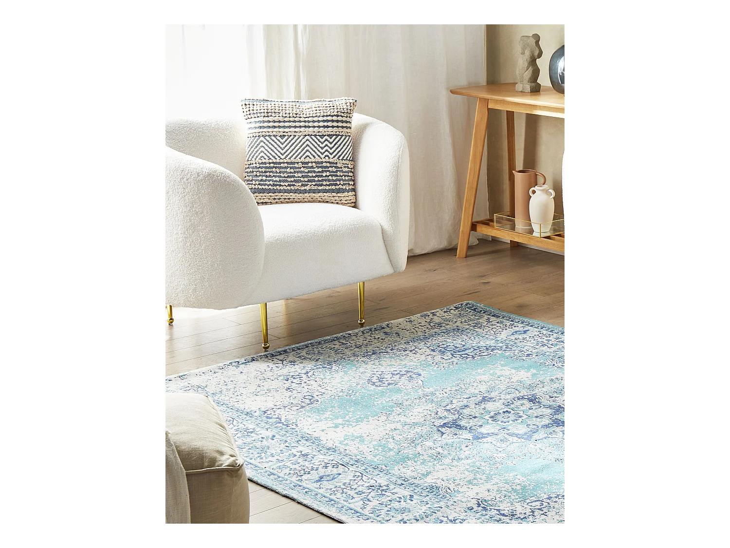 Tapis ALMUS Bleu clair 140 x 200 cm Coton