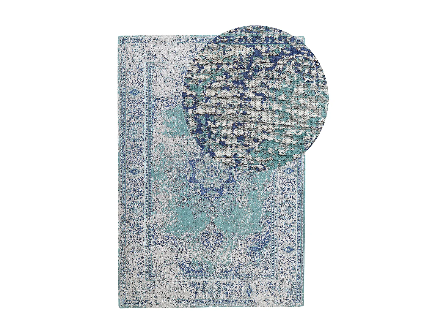 Moderner Teppich in Blau Vintage Stil Rechteckig 140 x 200 cm Almus