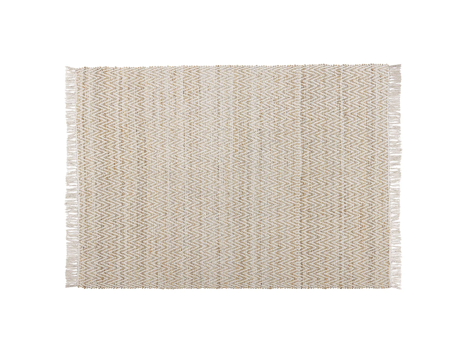 Boho Teppich Jute Baumwolle beige rechteckig 140 x 200 cm Zackenmuster Afrin