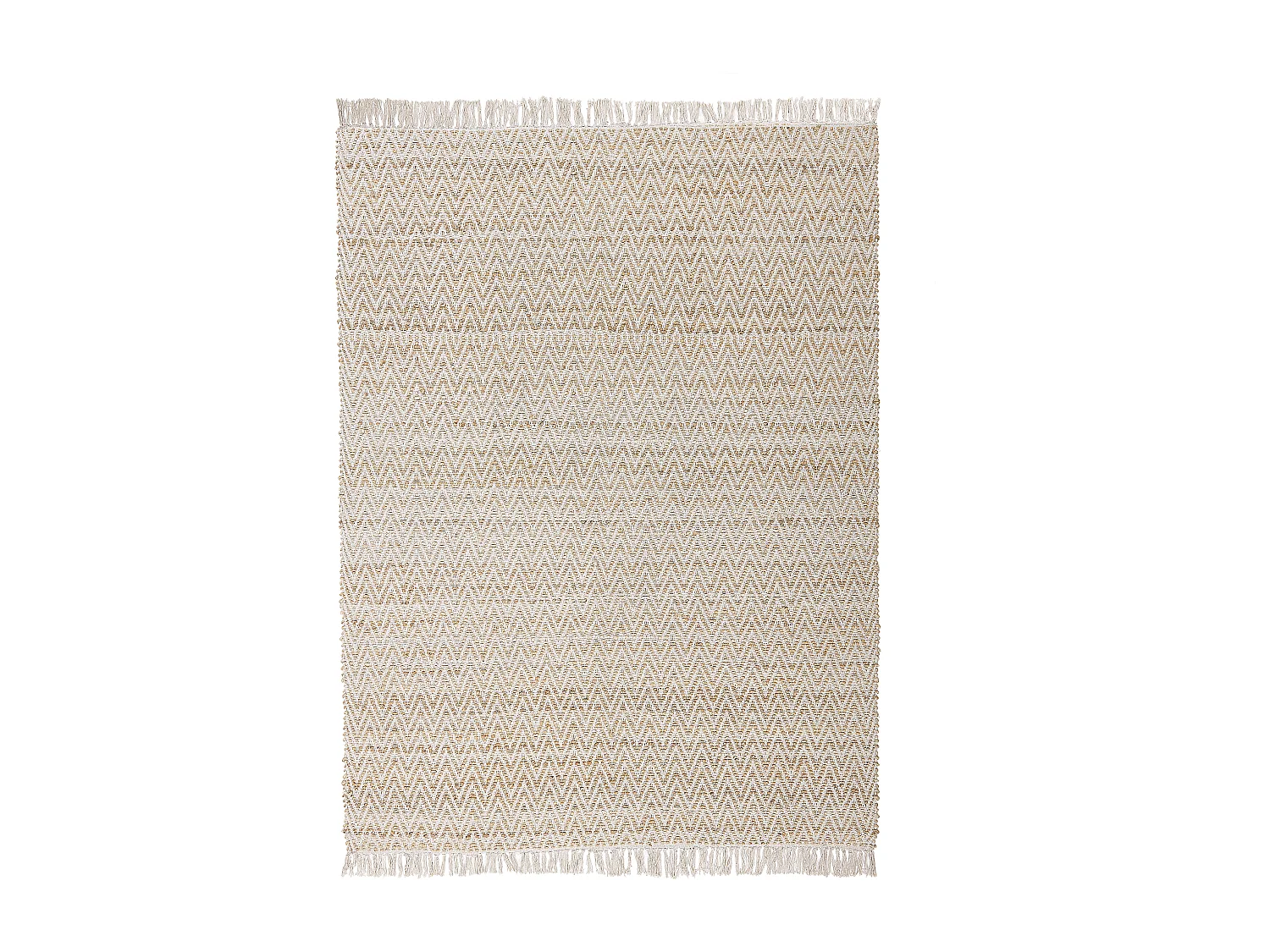 Boho Teppich Jute Baumwolle beige rechteckig 140 x 200 cm Zackenmuster Afrin