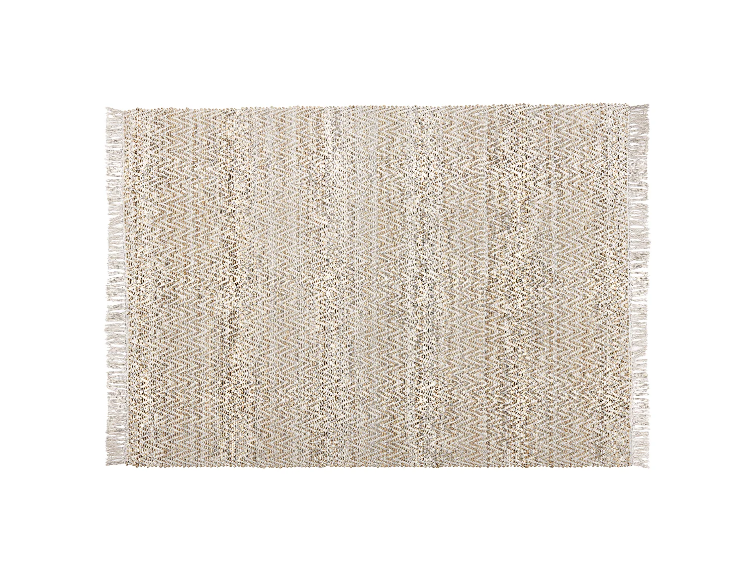 Boho Teppich Jute Baumwolle beige rechteckig 140 x 200 cm Zackenmuster Afrin