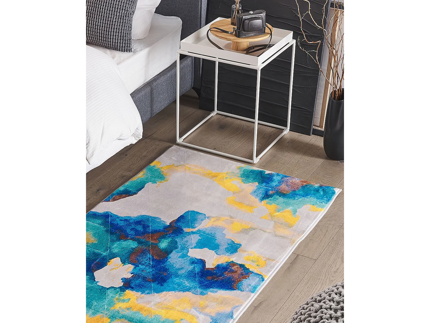 Teppich rechteckig bunt Modern 80 x 150 cm Kurzflor Designteppich Ceyhan