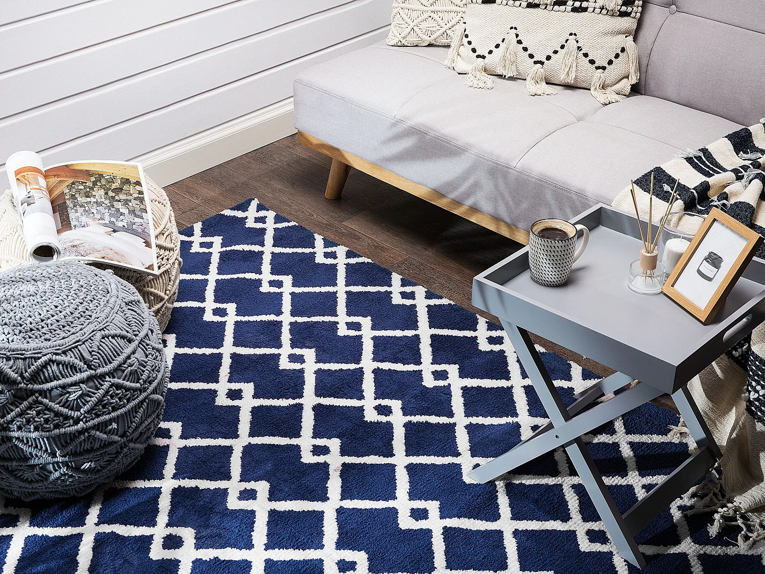 Tapis rectangulaire bleu 140 x 200 cm SERRES