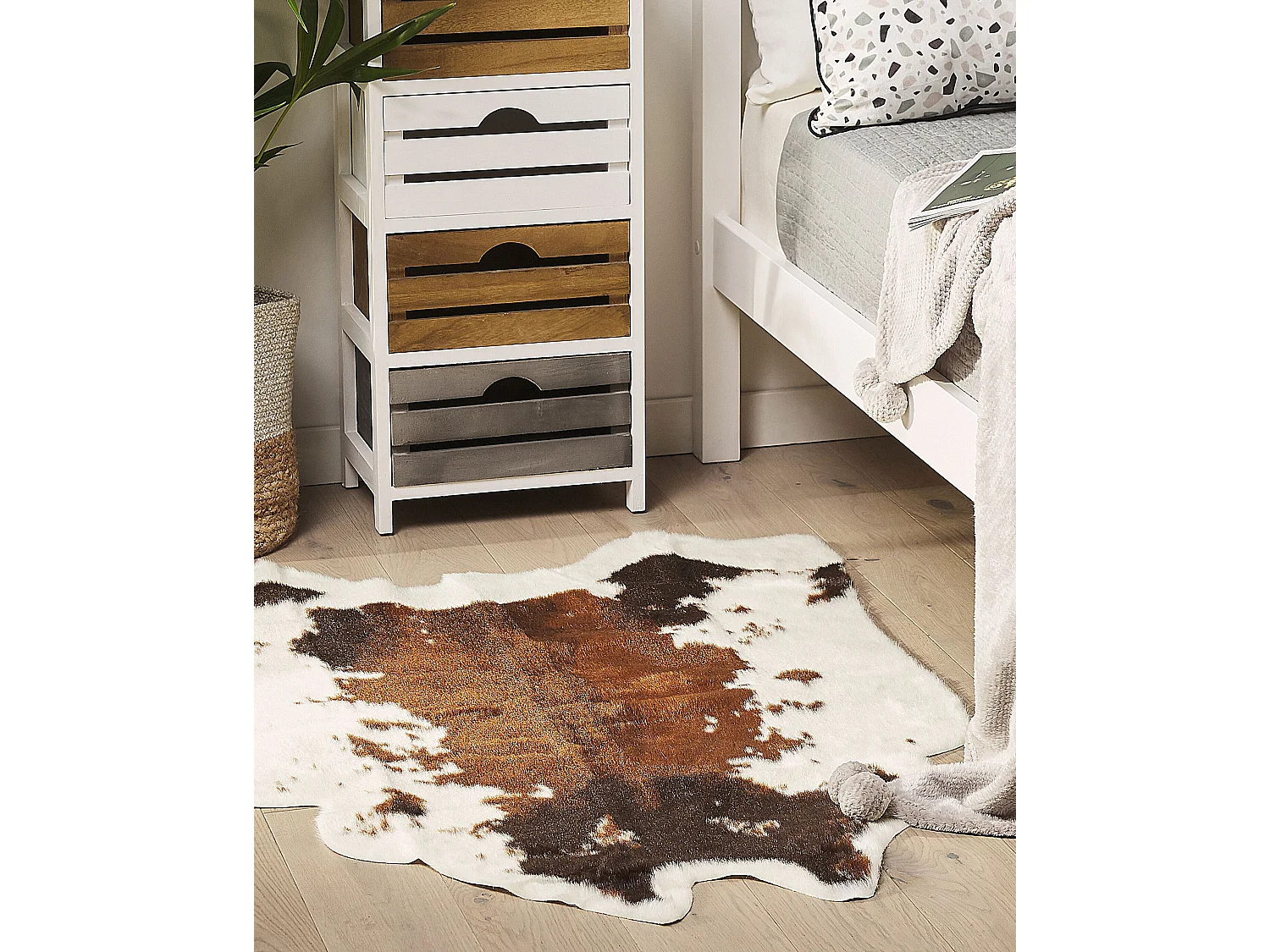 Vloerkleed koeienprint wit/bruin 90 x 60 cm NAMBUNG