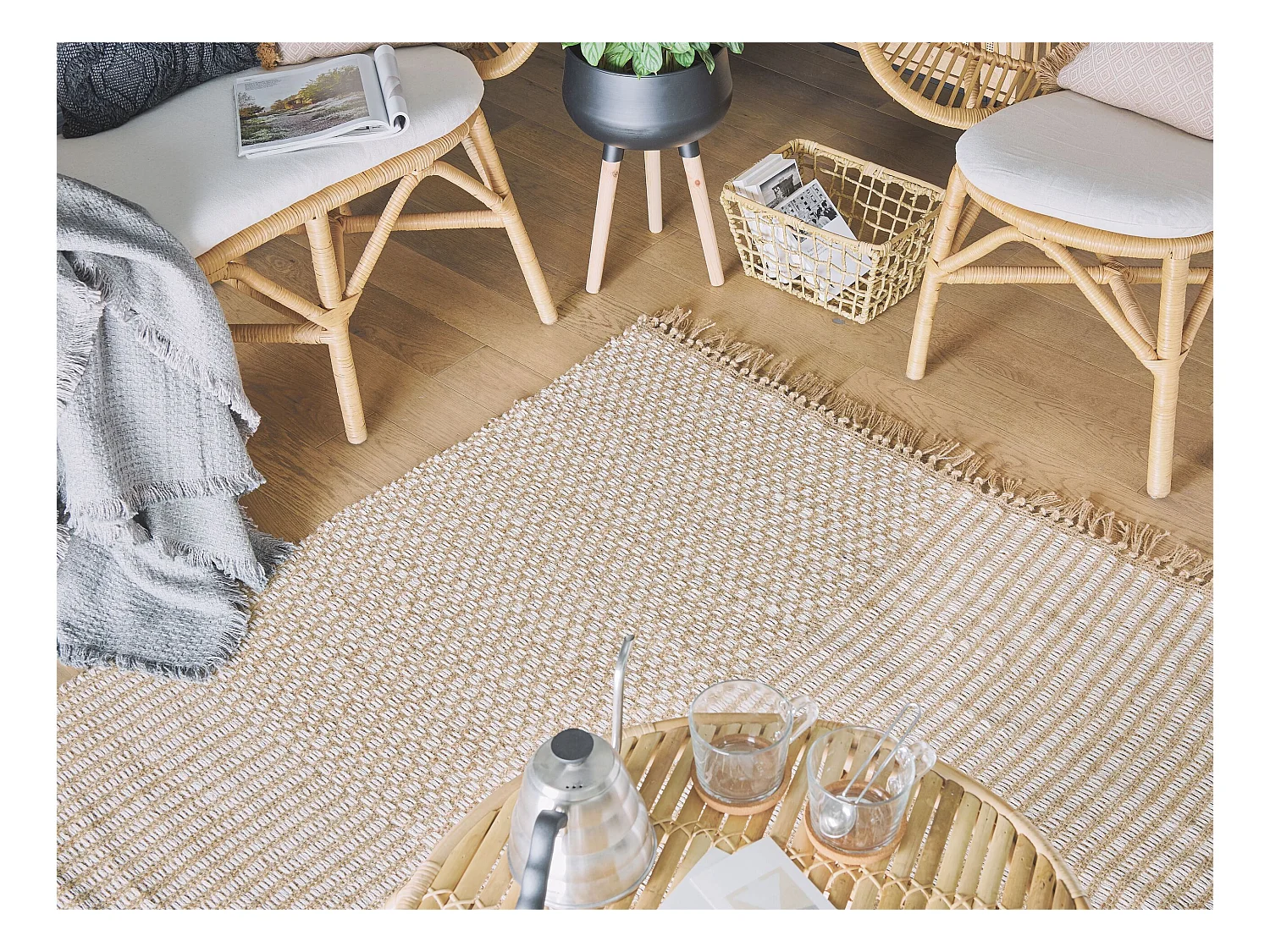Tappeto in iuta 140 x 200 cm beige ADABAG
