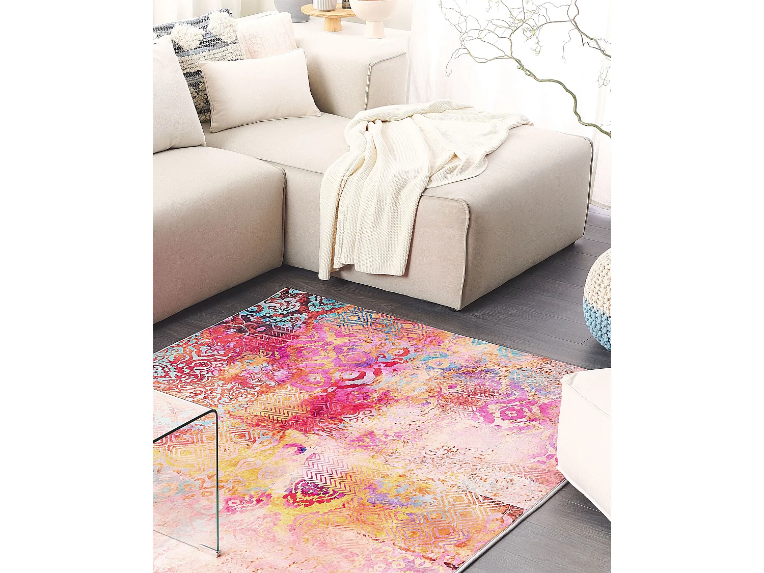 Teppich rechteckig bunt Modern 140 x 200 cm Kurzflor Isparta