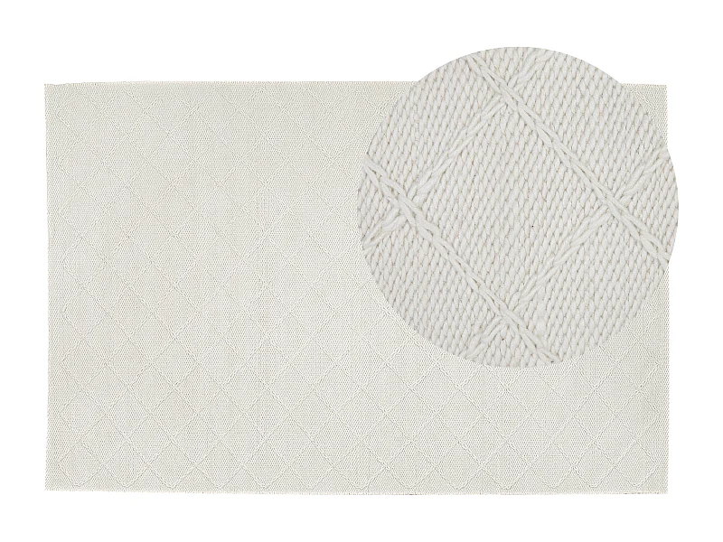 Eleganter handgewebter cremeweißer Wollteppich 160 x 230 cm Ellek