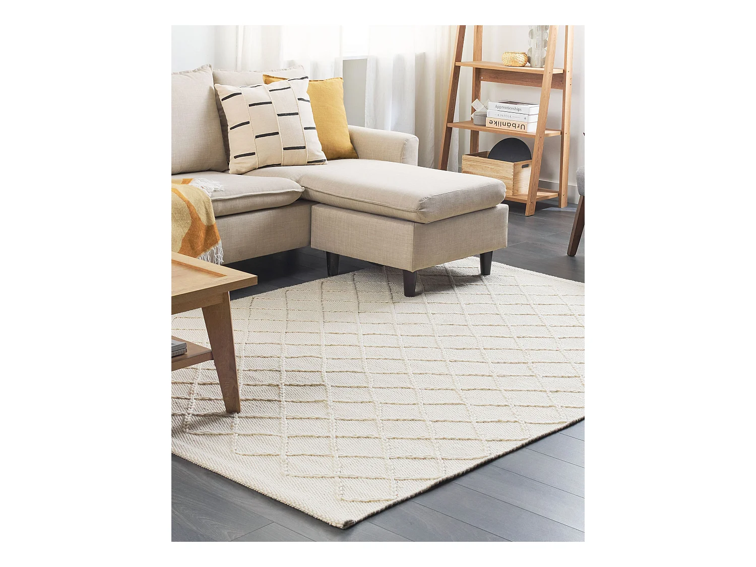 Alfombra de lana blanco crema 160 x 230 cm ELLEK