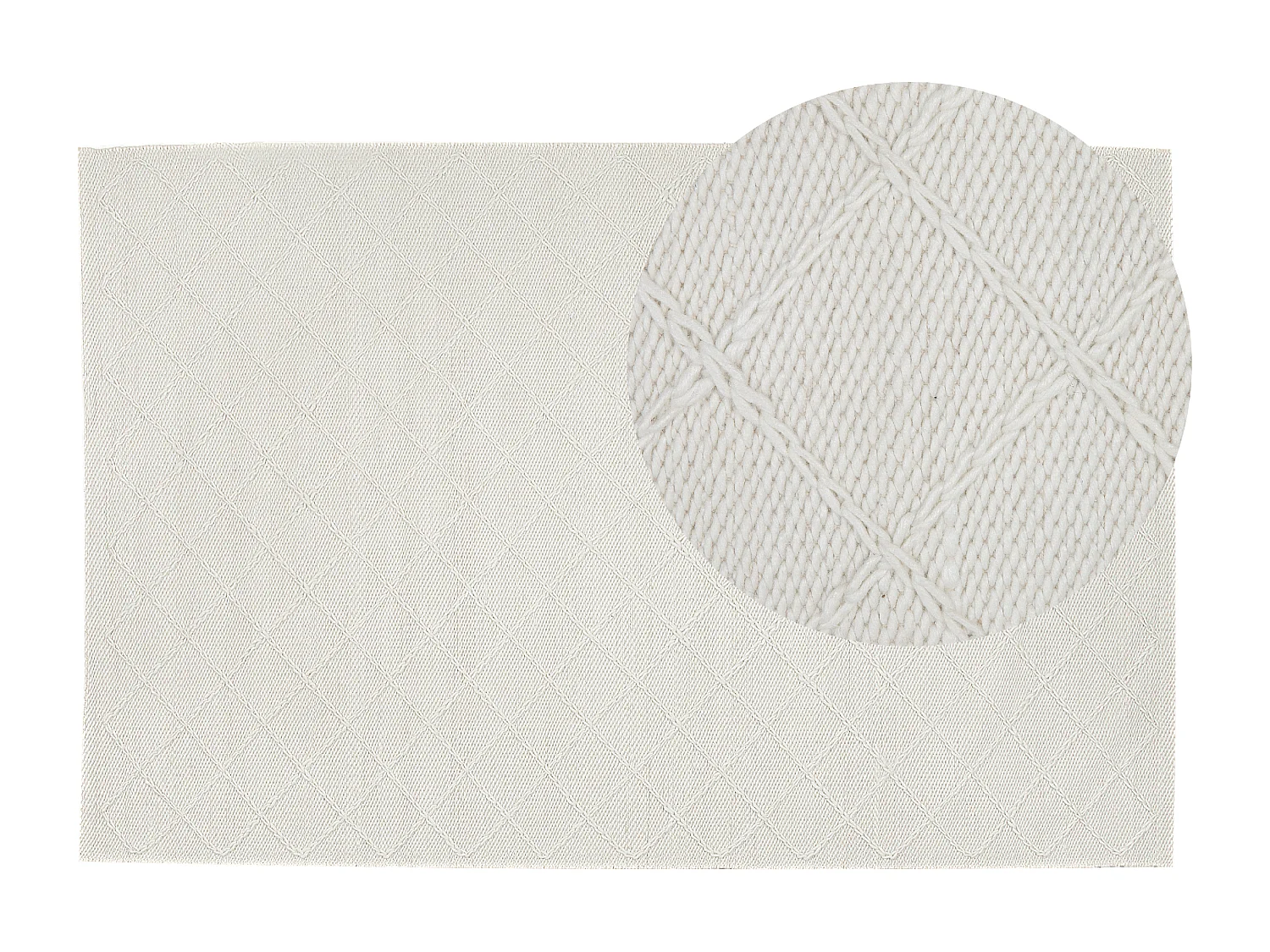 Eleganter handgewebter cremeweißer Wollteppich 160 x 230 cm Ellek