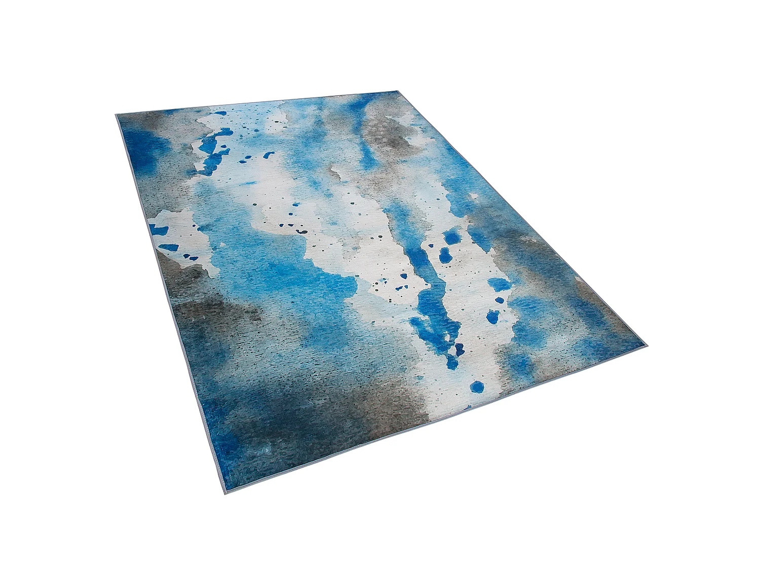 Trendiger Teppich mit abstraktem Flecken-Muster in Blau-Grau 140 x 200 cm Bozat