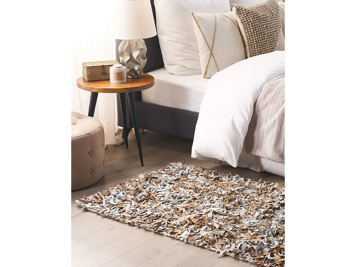 Vloerkleed MUT 80 x 150 cm Leer Bruin