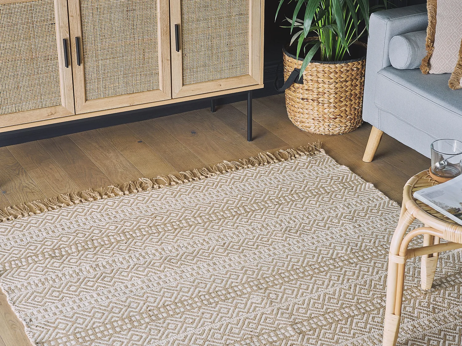 Vloerkleed jute beige 140 x 200 cm DORTYOL