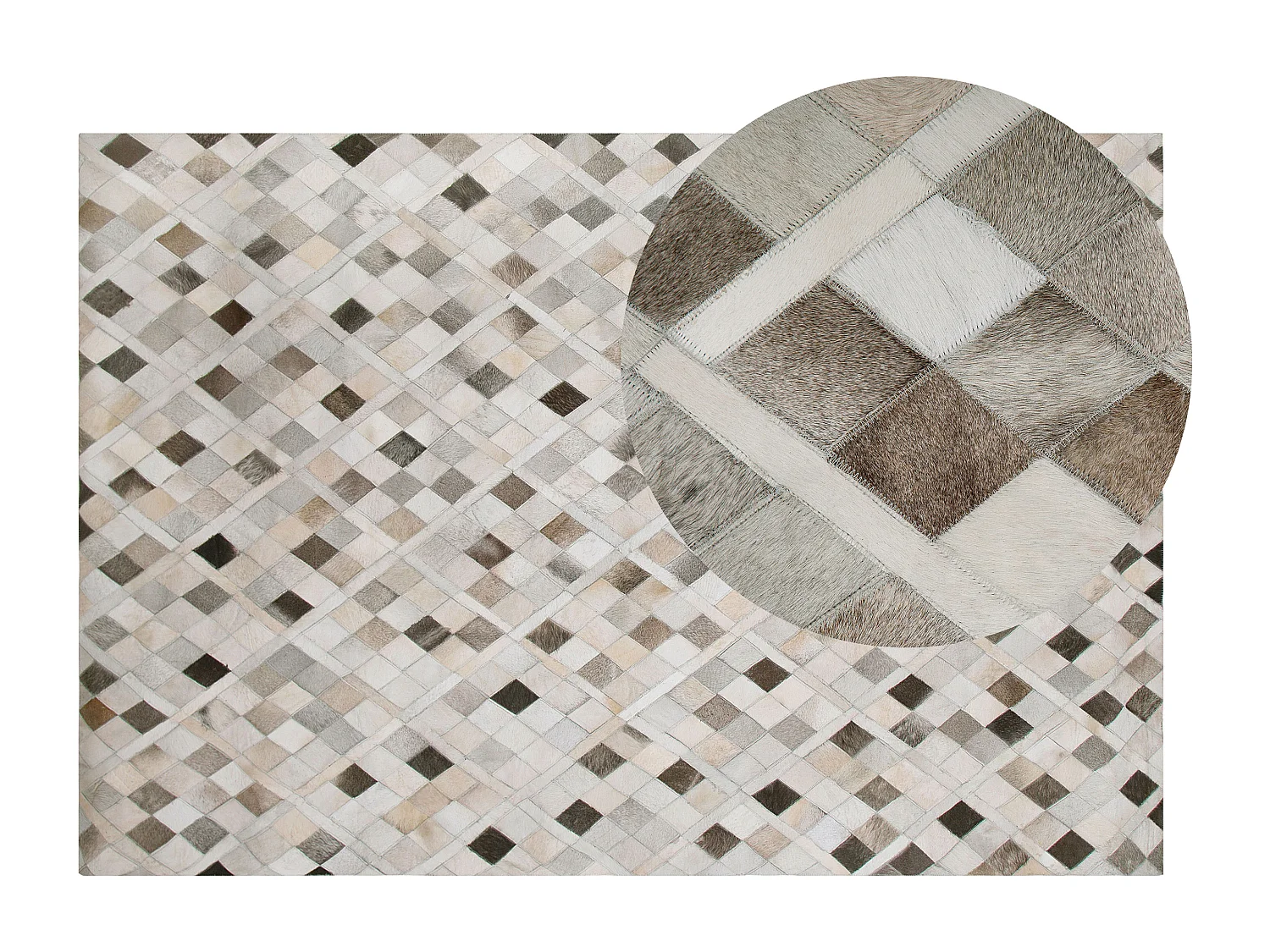 Rechteckiger Kurzflorteppich aus Leder mehrfarbig 140x200 cm moderner Stil Hirka