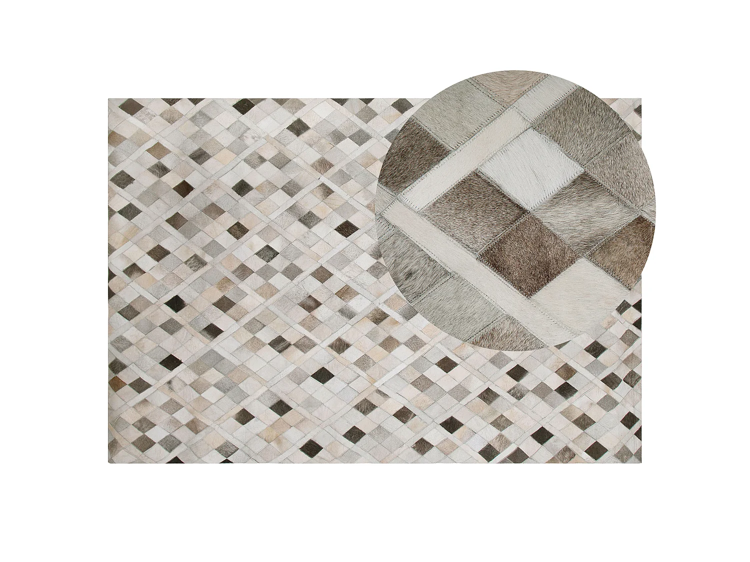 Teppich HIRKA 140 x 200 cm Echtleder Grau