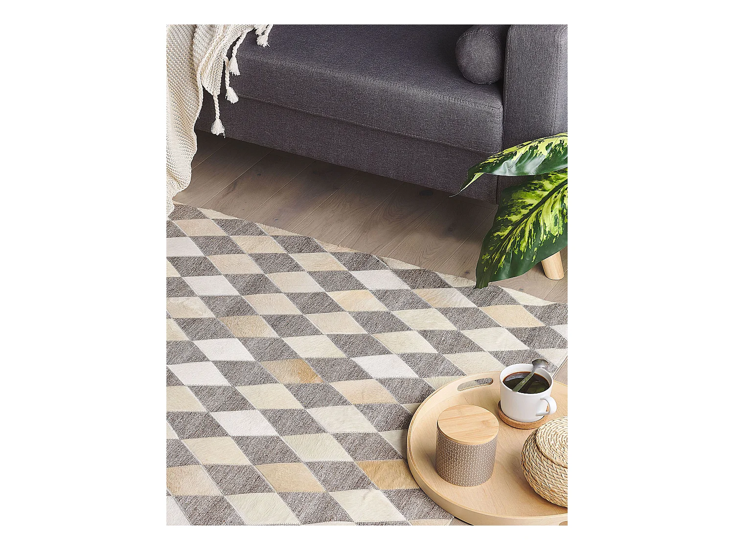 Tapis SESLICE Beige 140 x 200 cm Cuir