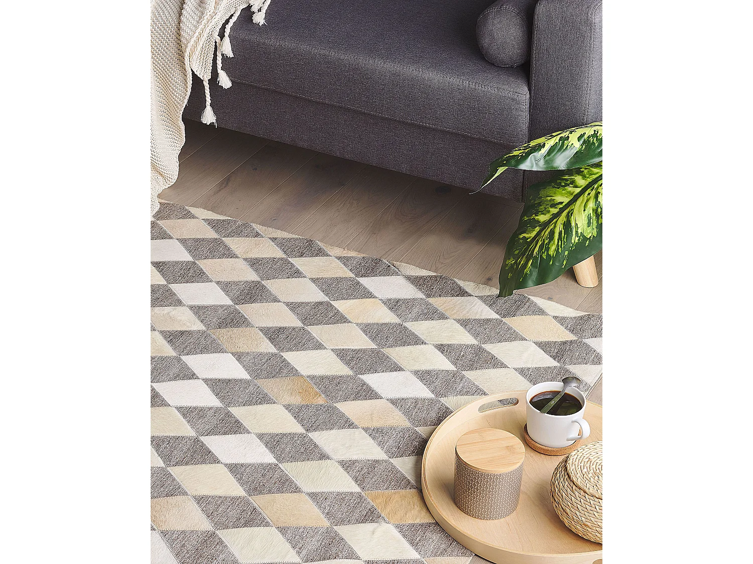 Tapis SESLICE Beige 140 x 200 cm Cuir