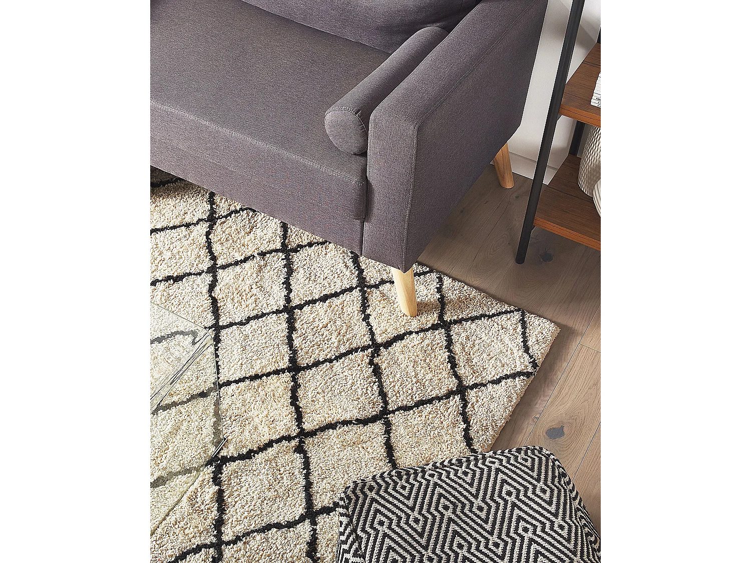 Vloerkleed polyester beige/zwart 140 x 200 cm MIDYAT