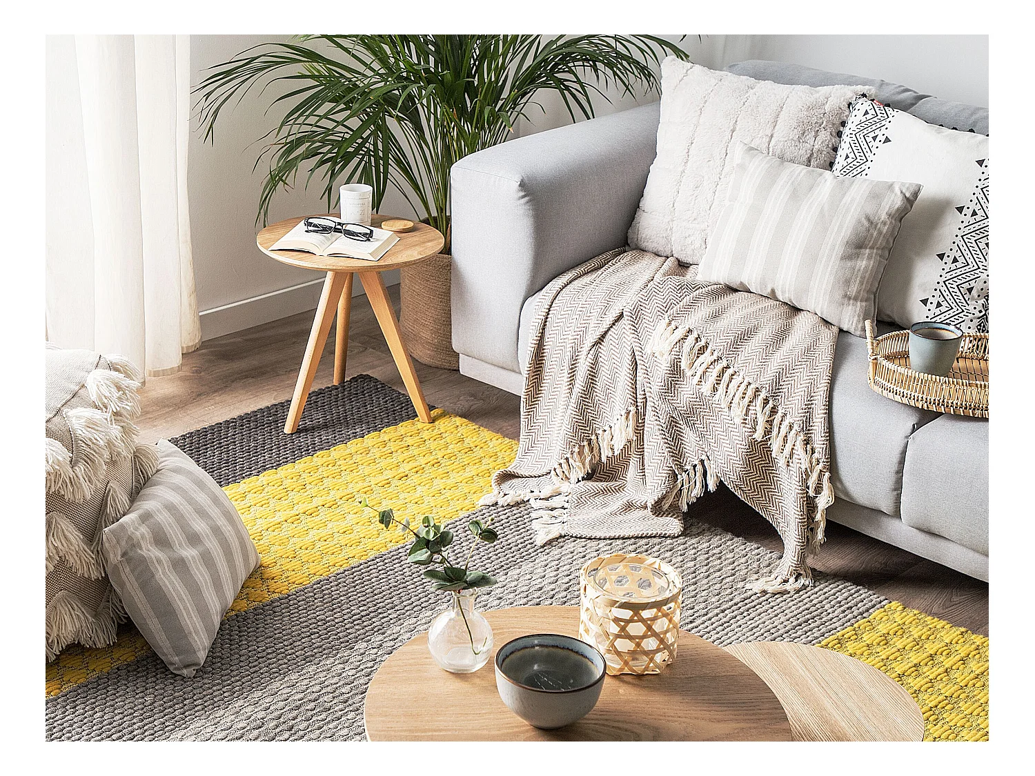 Tapis AKKAYA Jaune 160 x 220 cm Laine