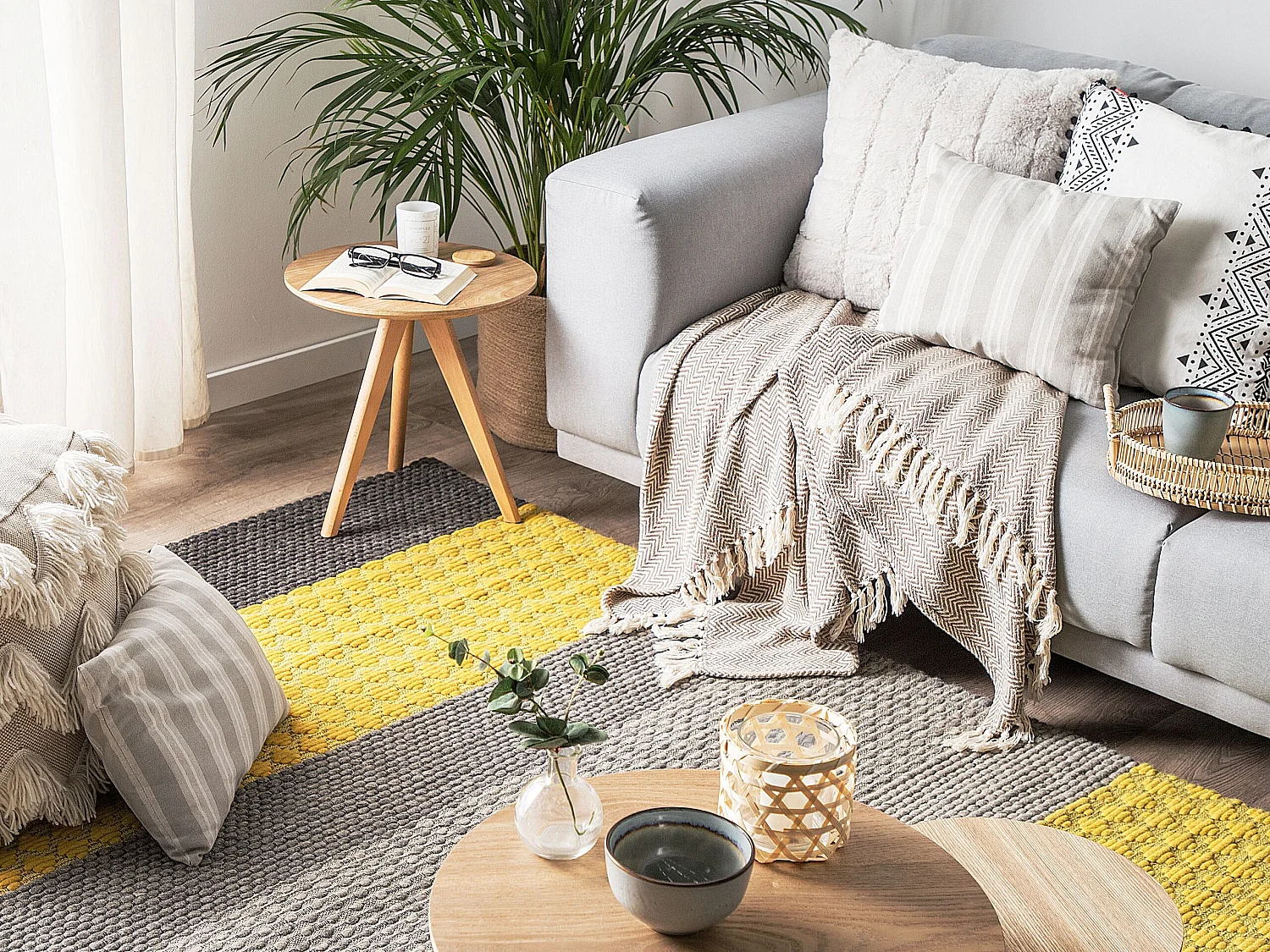 Tapis AKKAYA Jaune 160 x 220 cm Laine