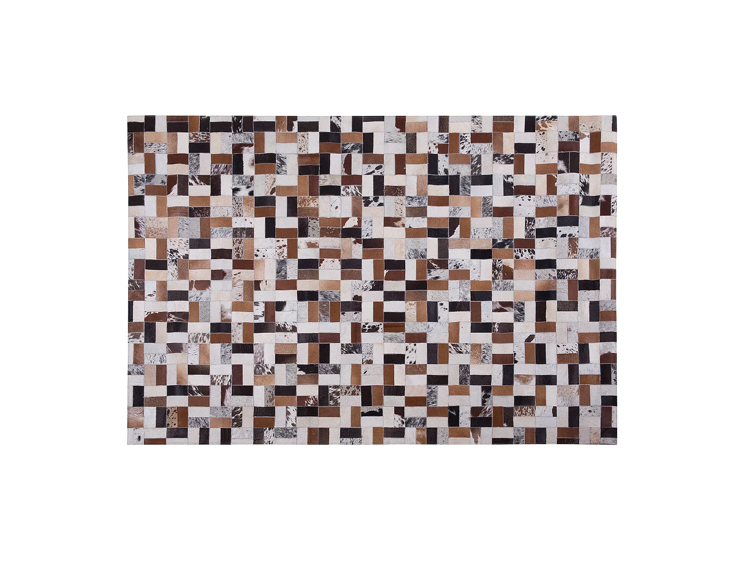 Rechteckiger Teppich bunt braun / schwarz / grau Rindsleder 160 x 230 cm Cesme