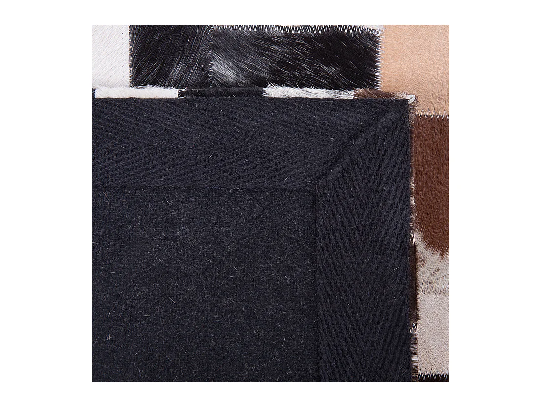 Rechteckiger Teppich bunt braun / schwarz / grau Rindsleder 160 x 230 cm Cesme