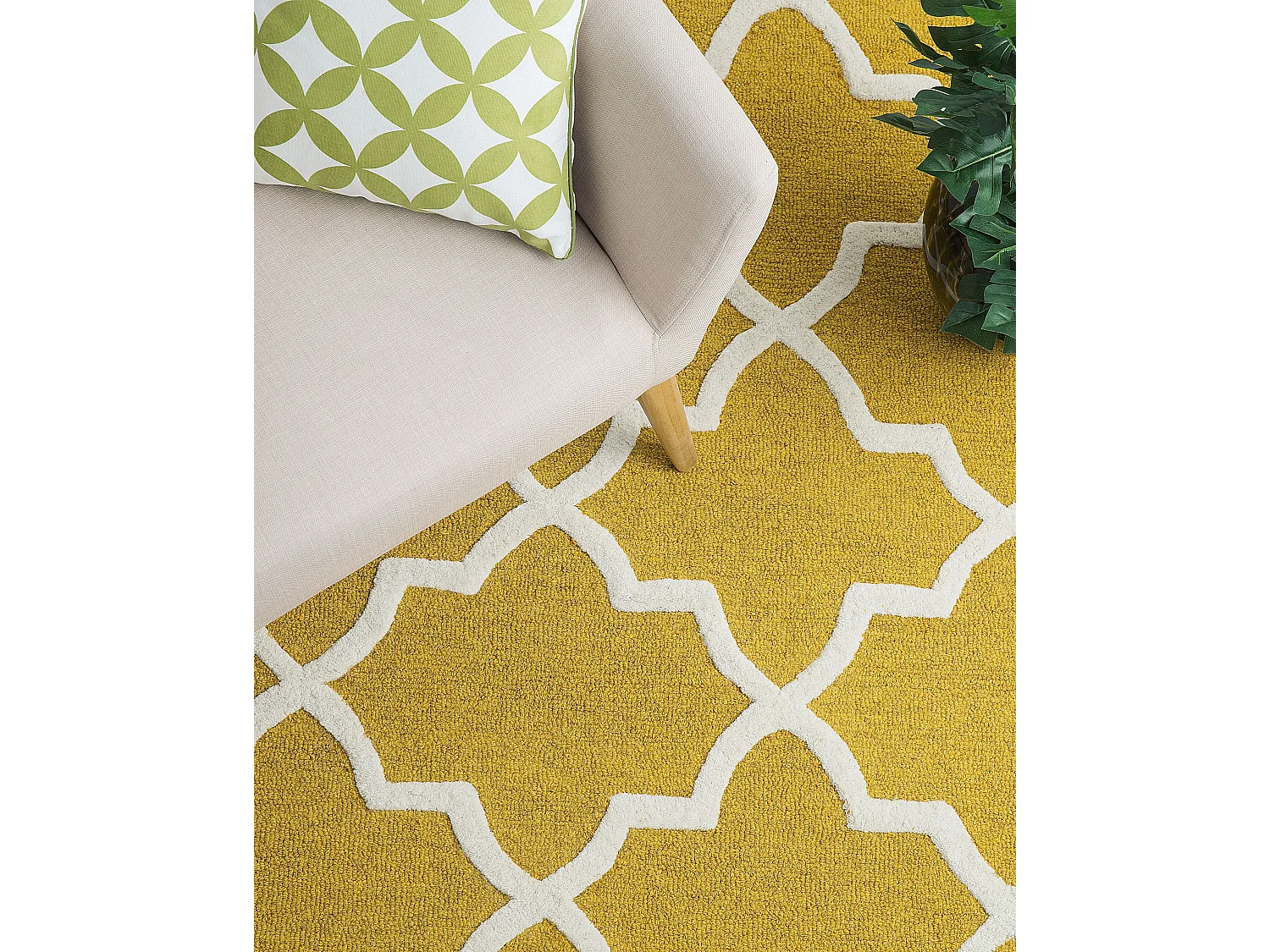 Teppich gelb Wolle 160 x 230 cm florales Muster handgetuftet Silvan