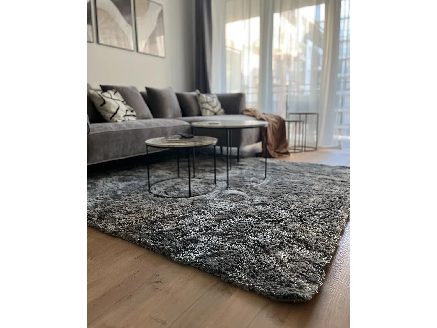 Tapis 200 x 200 cm gris foncé EVREN