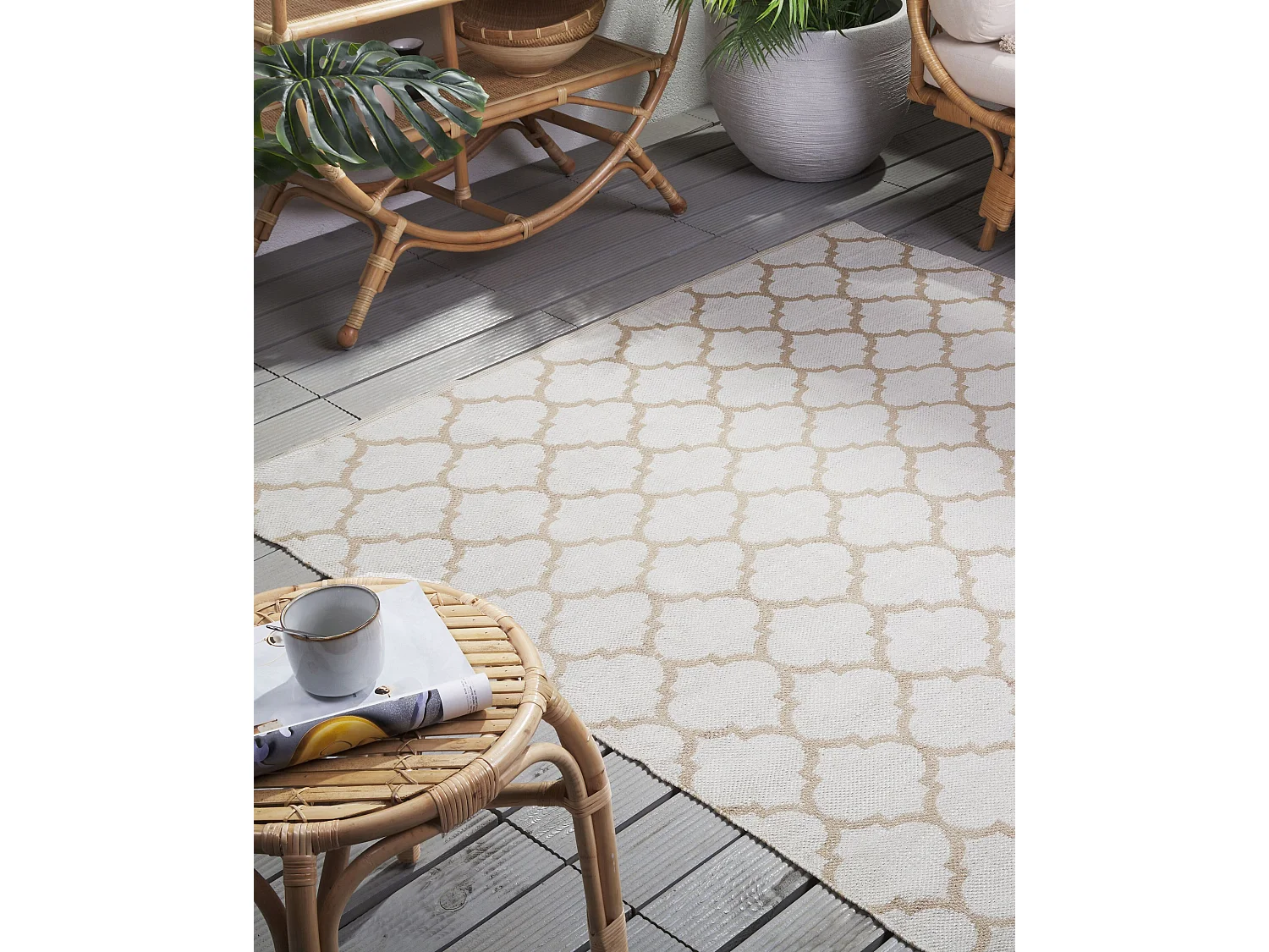 Tapis d'extérieur AKSU Beige 140 x 200 cm Réversible