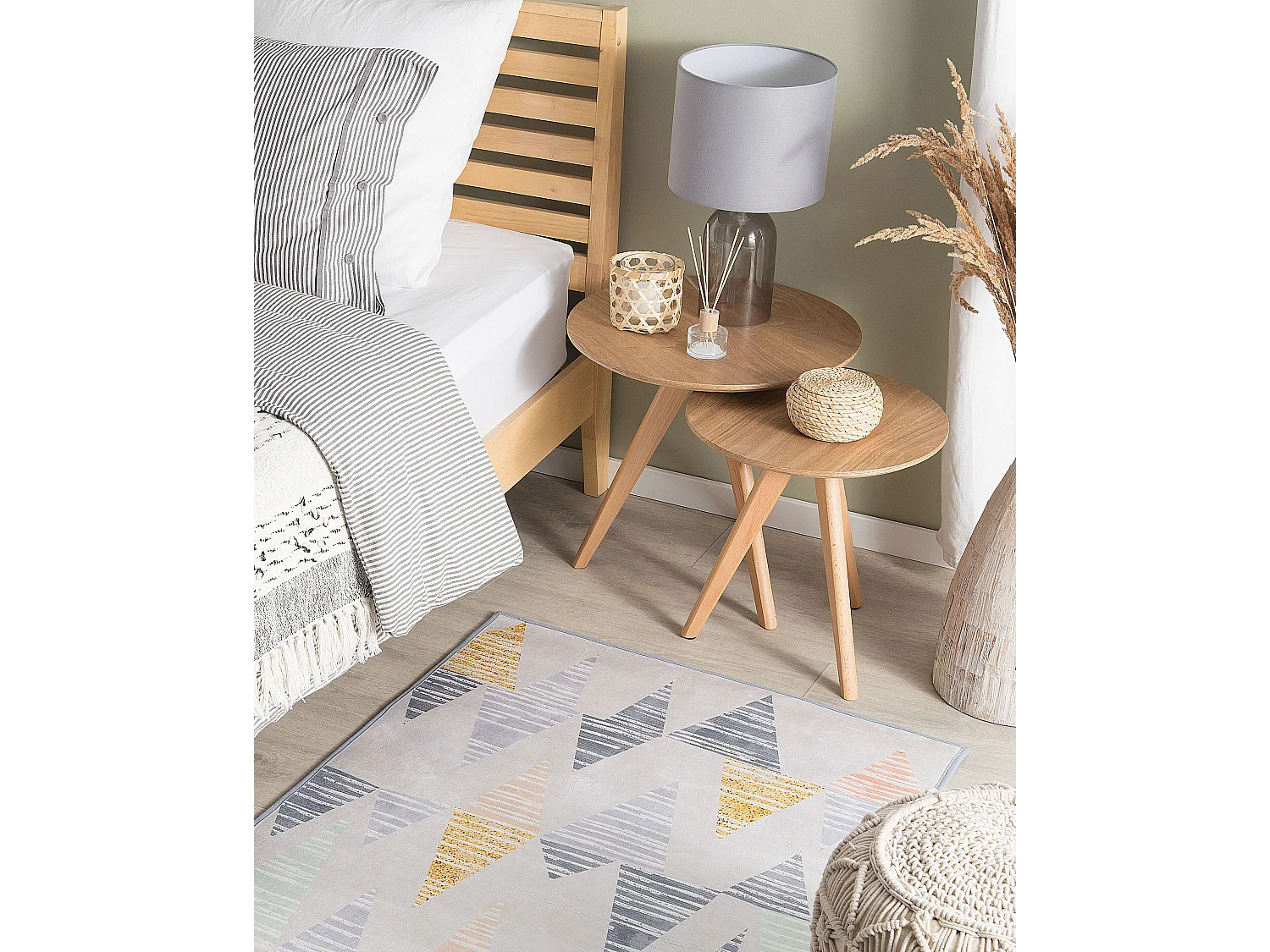 Moderner, rechteckiger Teppich grau gelb 80 x 150 cm Yayla