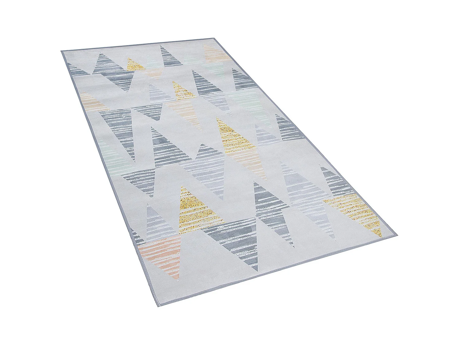 Teppich grau / gelb 80 x 150 cm Dreieck-Motiv Kurzflor YAYLA