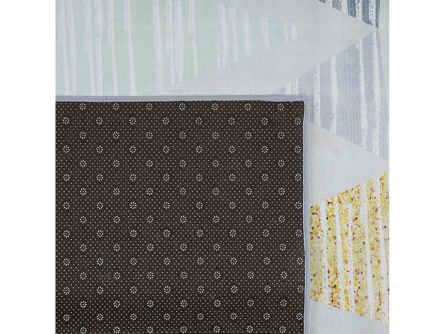 Teppich grau / gelb 80 x 150 cm Dreieck-Motiv Kurzflor YAYLA