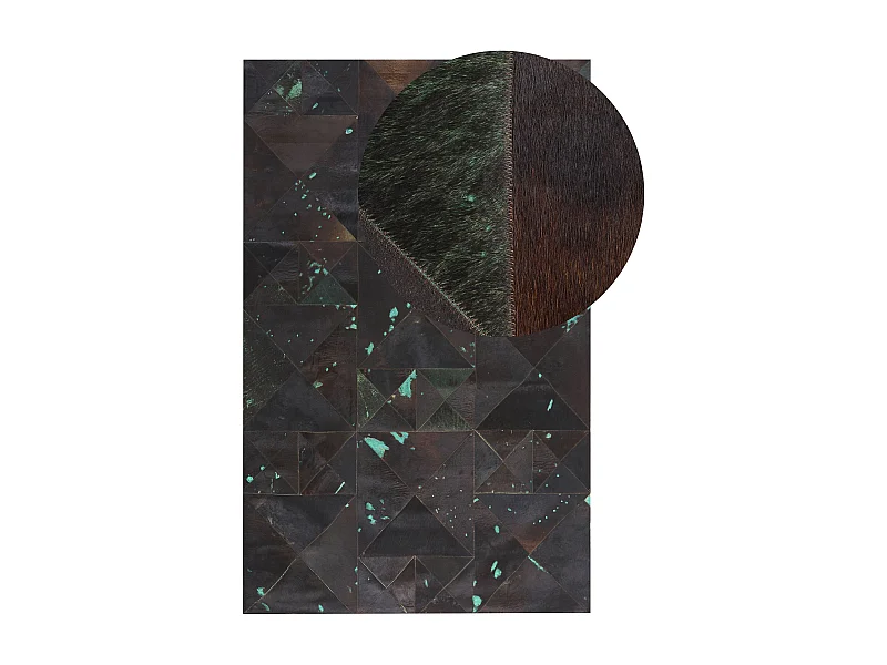 Lederteppich Kuhfell braun / blau rechteckig 140 x 200 cm Patchwork Atalan