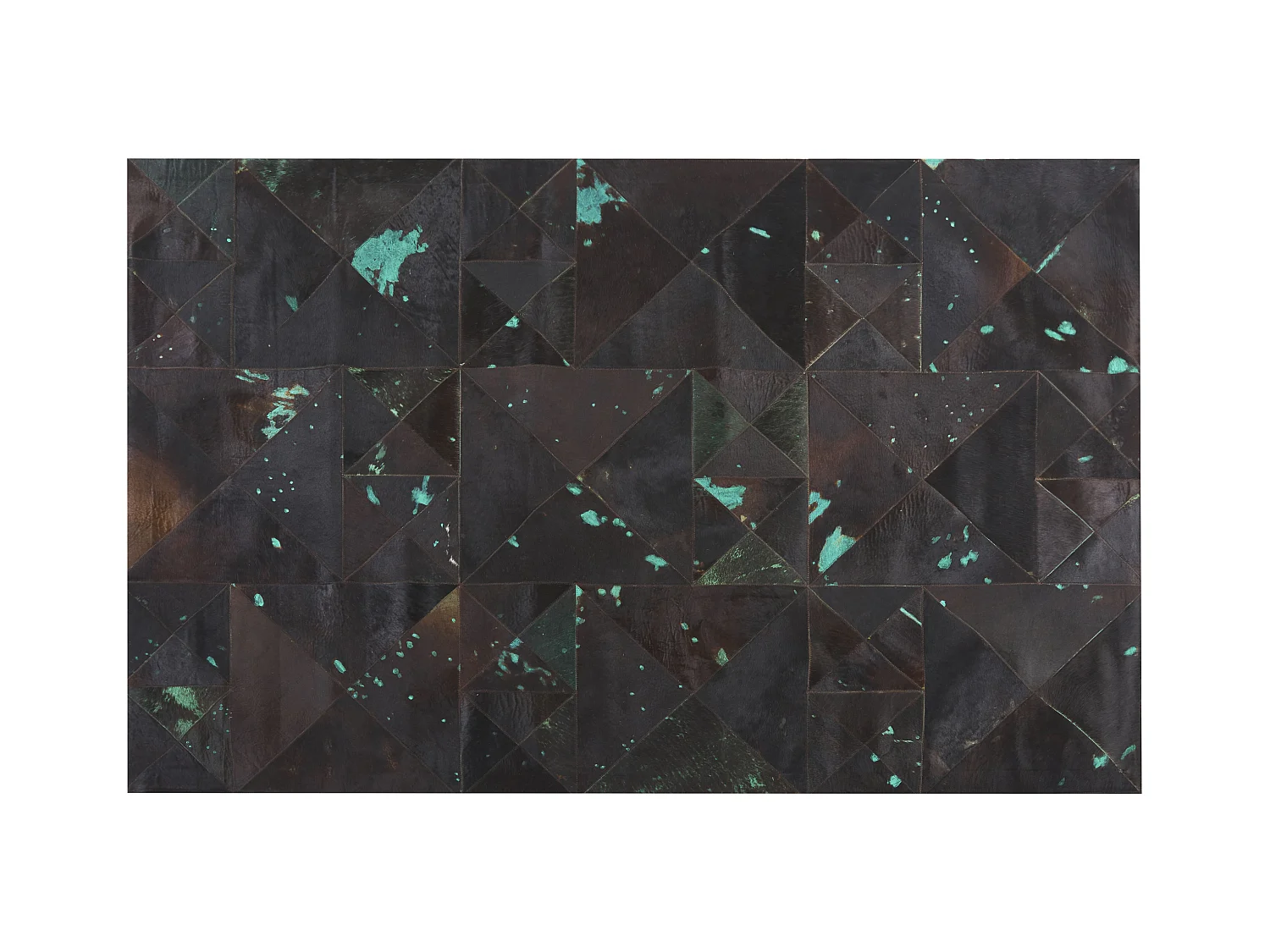 Tappeto in pelle marrone / turchese 140 x 200 cm ATALAN