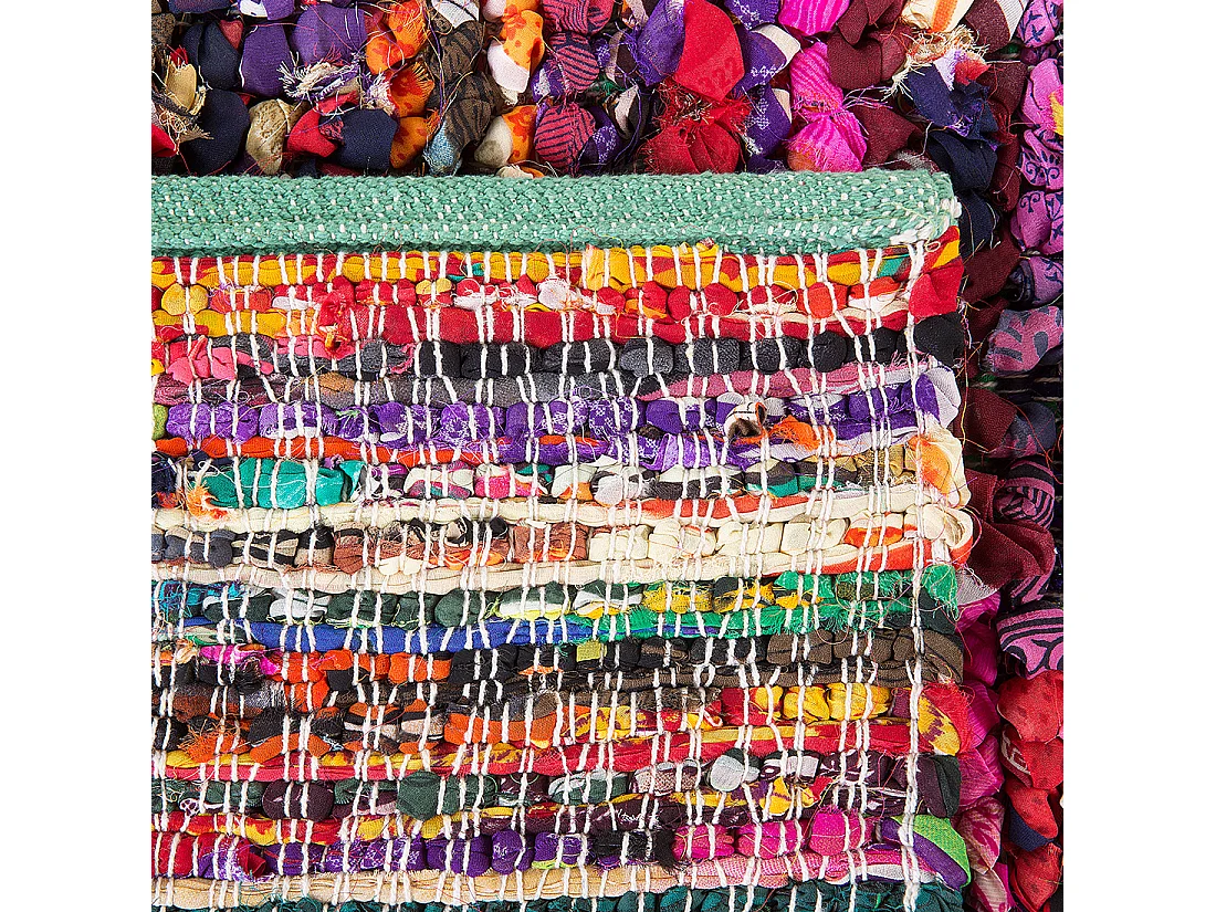 Teppich bunt handgewebt abstraktes Muster 140 x 200 cm Kurzflor Modern Bafra