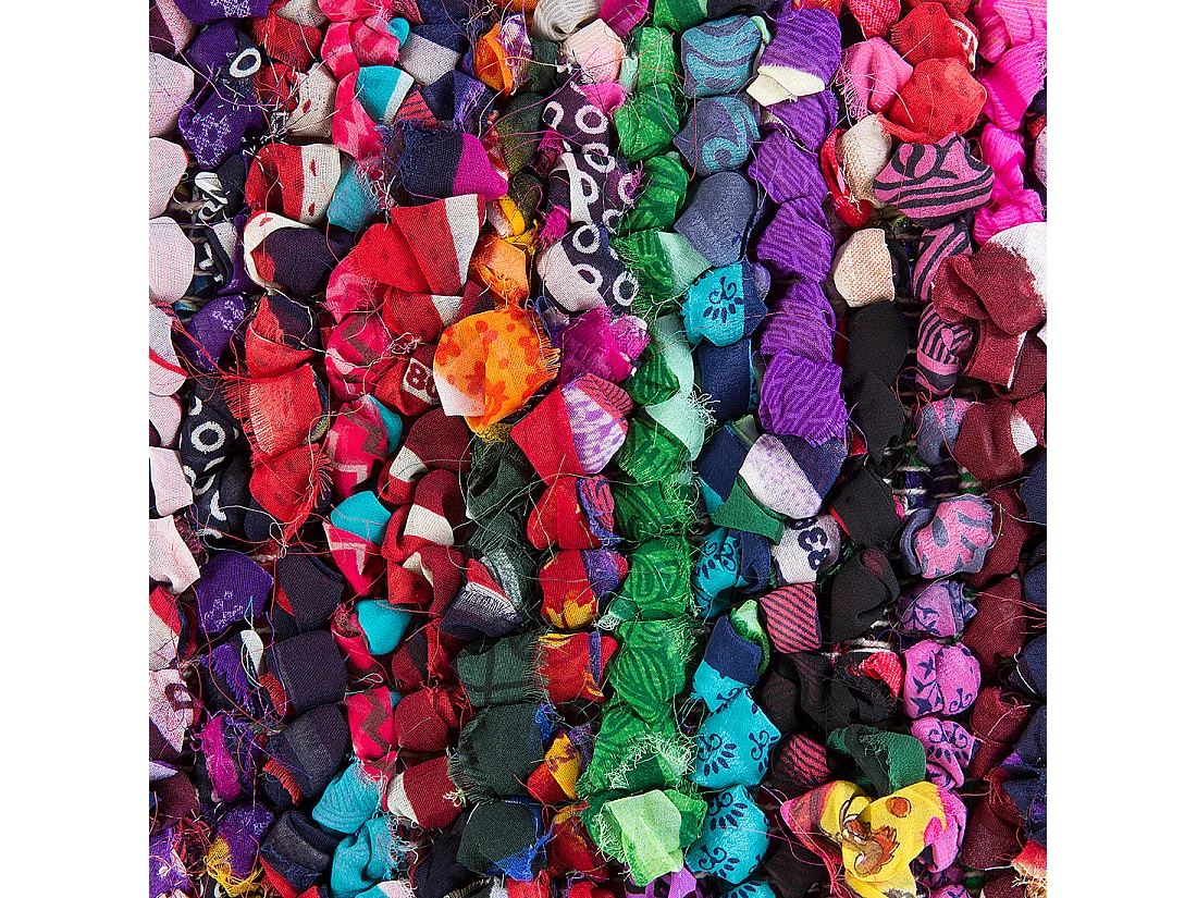 Teppich bunt handgewebt abstraktes Muster 140 x 200 cm Kurzflor Modern Bafra