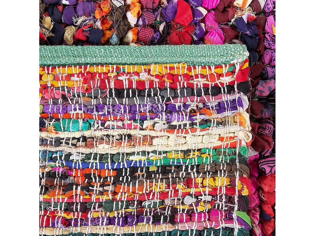 Teppich bunt handgewebt abstraktes Muster 140 x 200 cm Kurzflor Modern Bafra