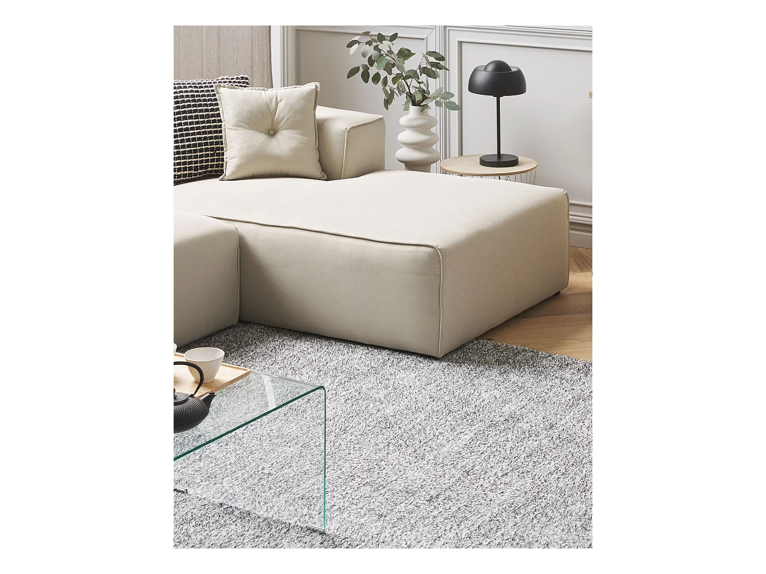 Teppich rechteckig 140x200 cm schwarz grau meliert Shaggy Hochflor Modern Demre