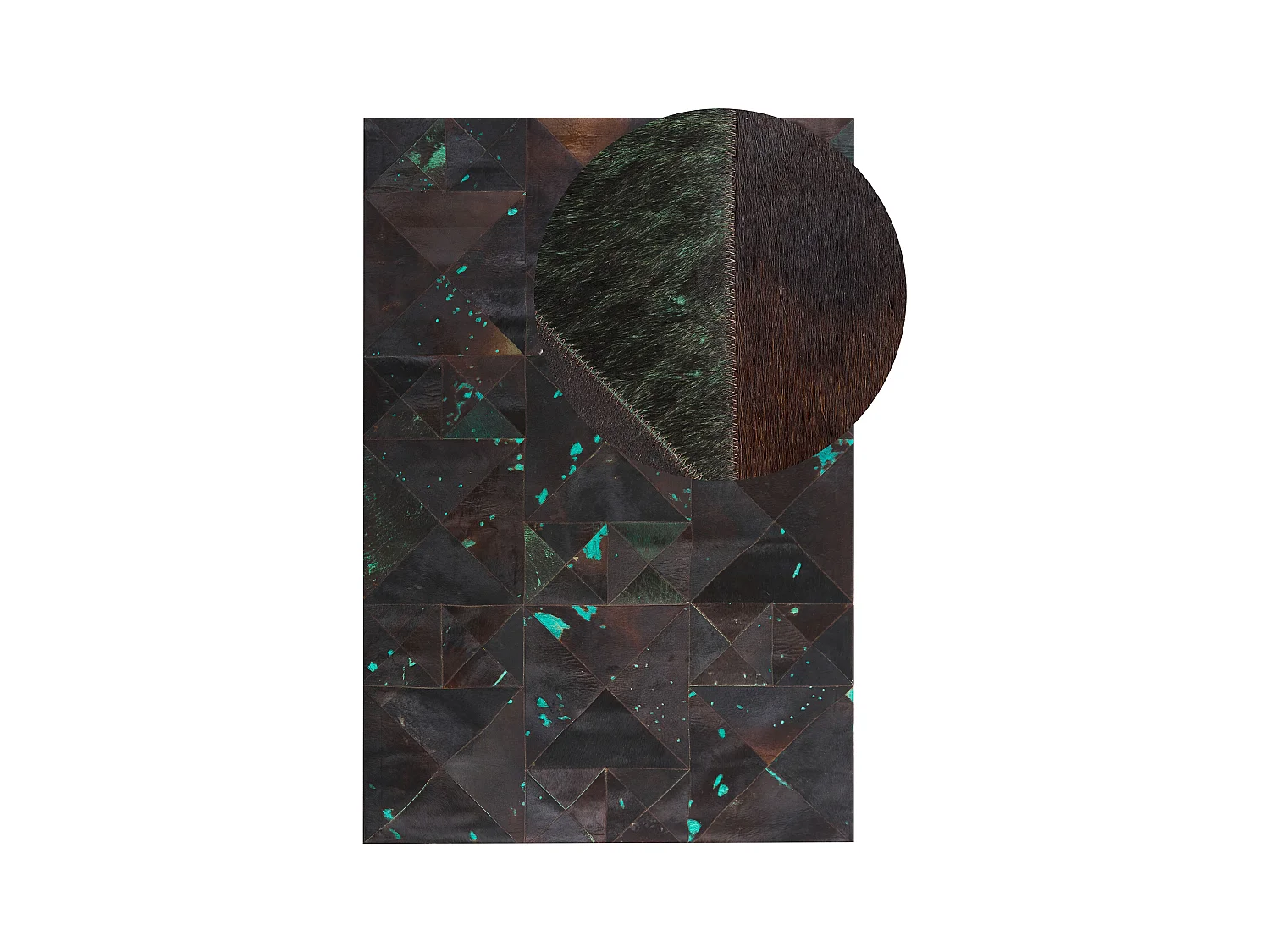 Lederteppich Kuhfell braun / blau rechteckig 160 x 230 cm Patchwork Atalan