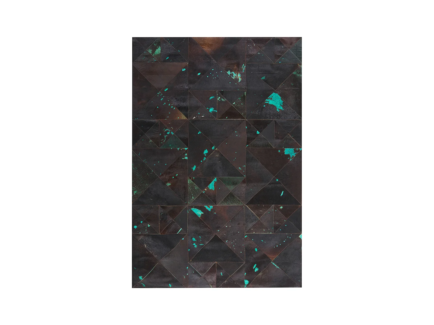 Lederteppich Kuhfell braun / blau rechteckig 160 x 230 cm Patchwork Atalan