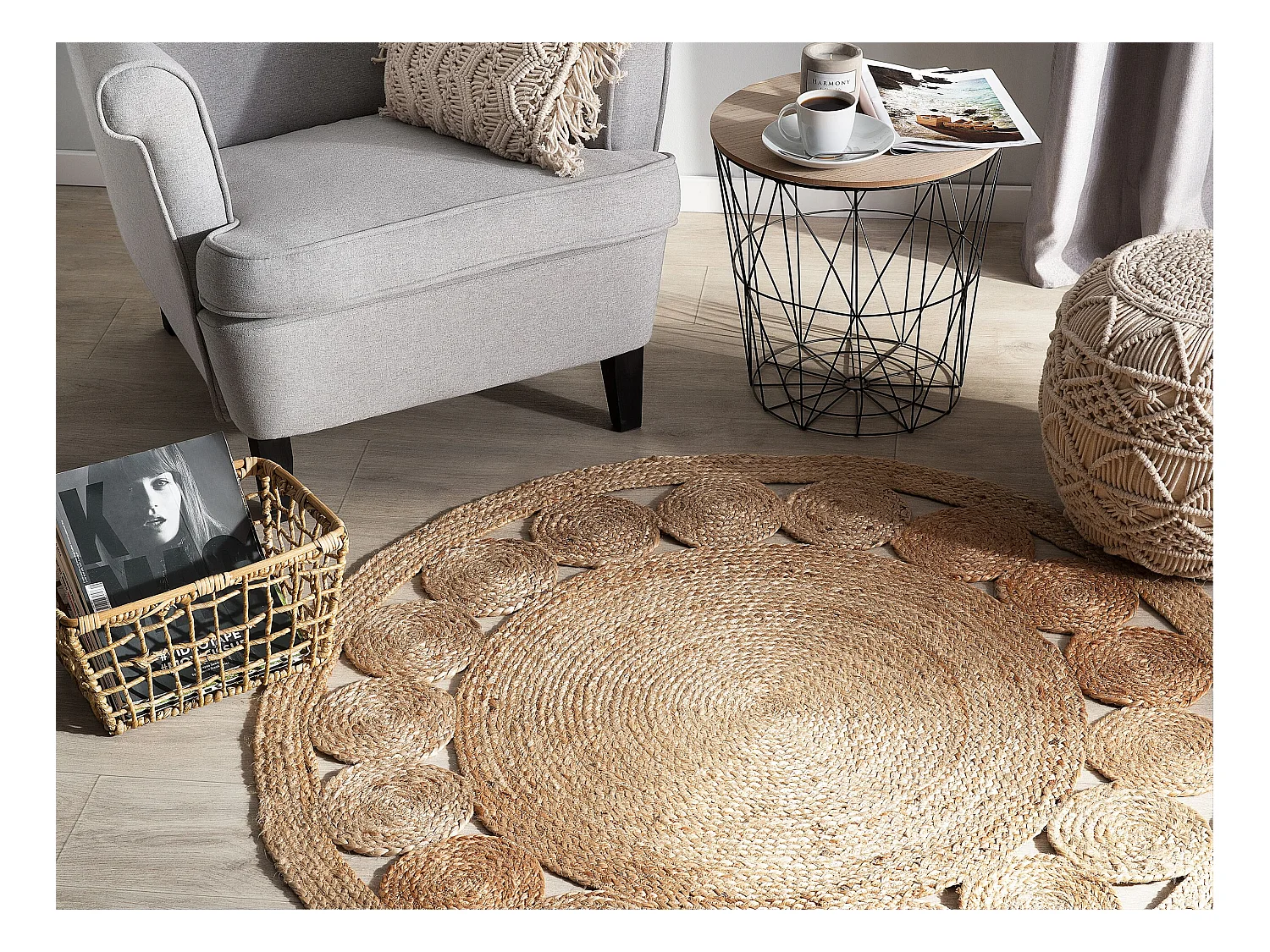 Vloerkleed AHLAT ø 120 cm Jute Beige
