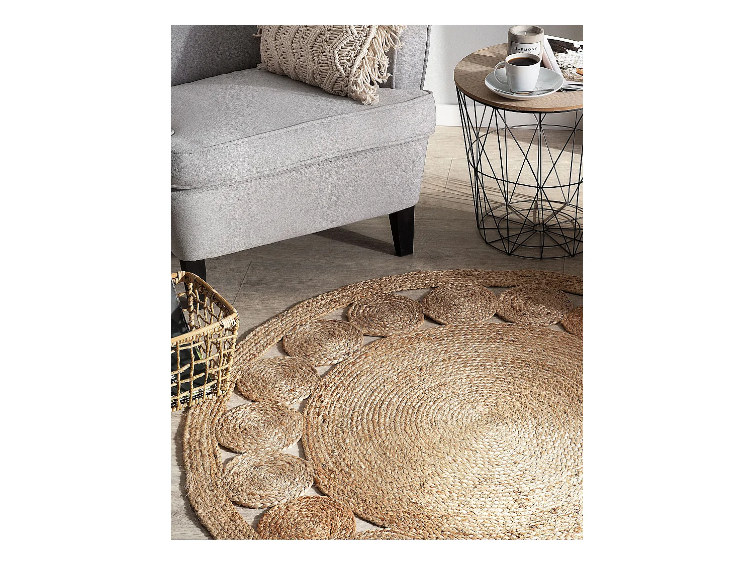 Teppich Jute beige rund dia. 120 cm Ahlat